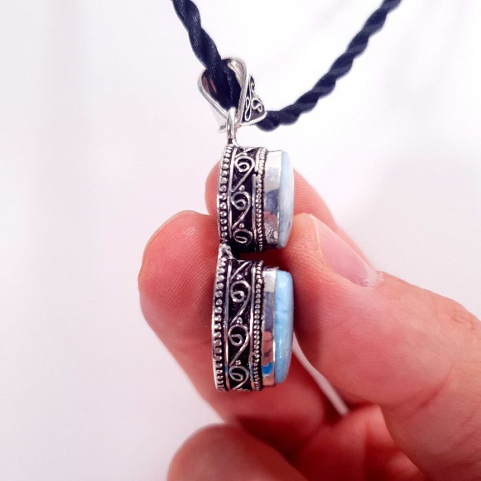 Pandantiv argintat cu piatra de larimar natural [6]