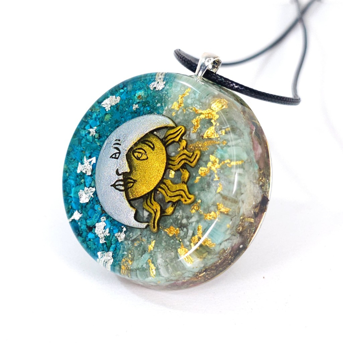 Medalion Soare si Luna din pietre naturale semipretioase [4]