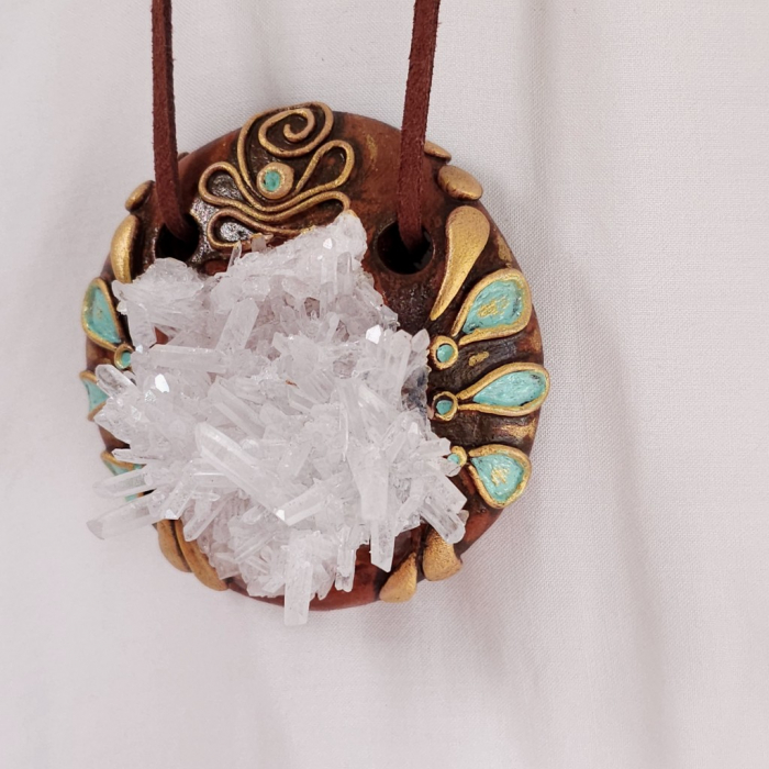 Medalion statement cluster cristale cuart [6]