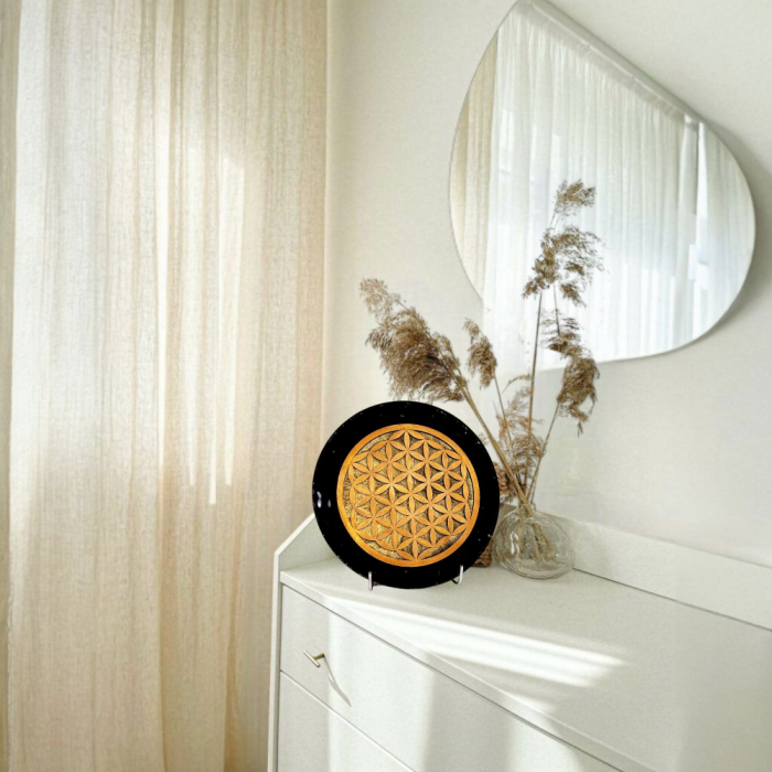 Decoratiune pentru casa sau birou cu floarea vietii si pietre naturale [5]