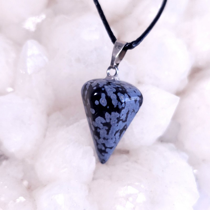 Medalion pendul din obsidian fulg de nea [2]