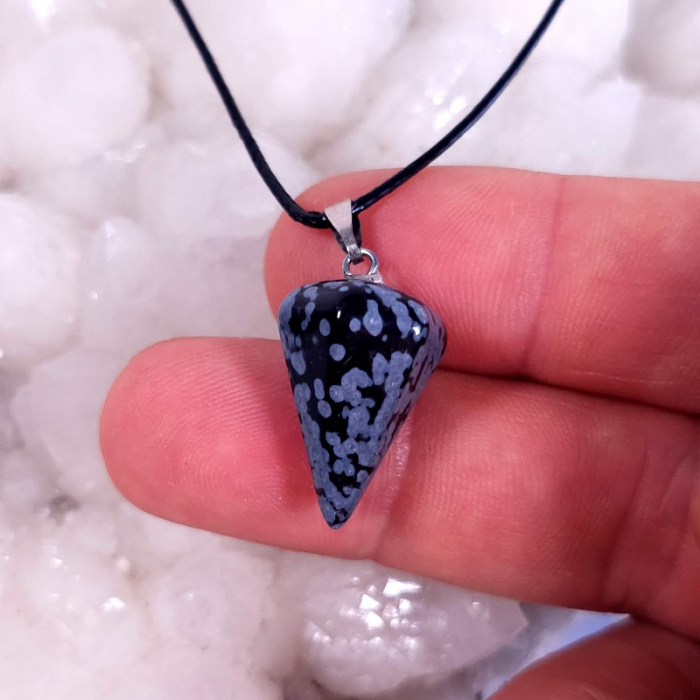 Medalion pendul din obsidian fulg de nea [3]