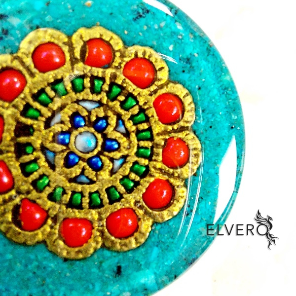 Medalion crisocola orgon cu mandala [3]