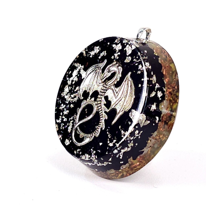 Amuleta dragon argintiu cu pietre naturale [5]