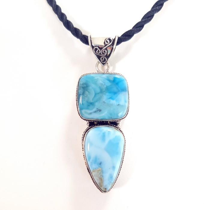 Pandantiv argintat cu pietre de larimar natural [3]