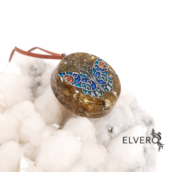 Medalion zen fluture albastru cu pietre naturale [5]