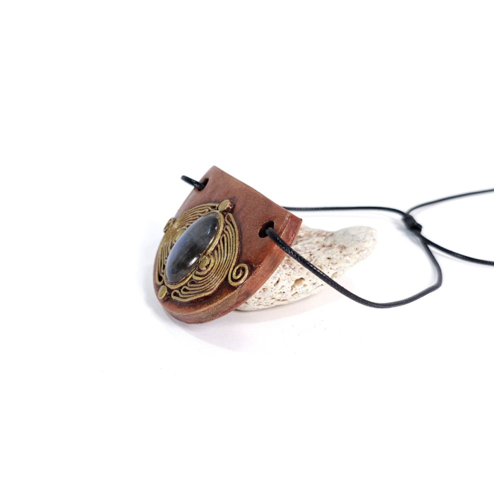 Pandantiv statement din labradorit și lut polimeric – design boho artistic handmade [6]