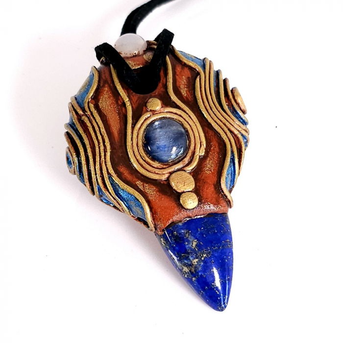 Pandantiv unicat lapis lazuli, kyanit si agat [2]