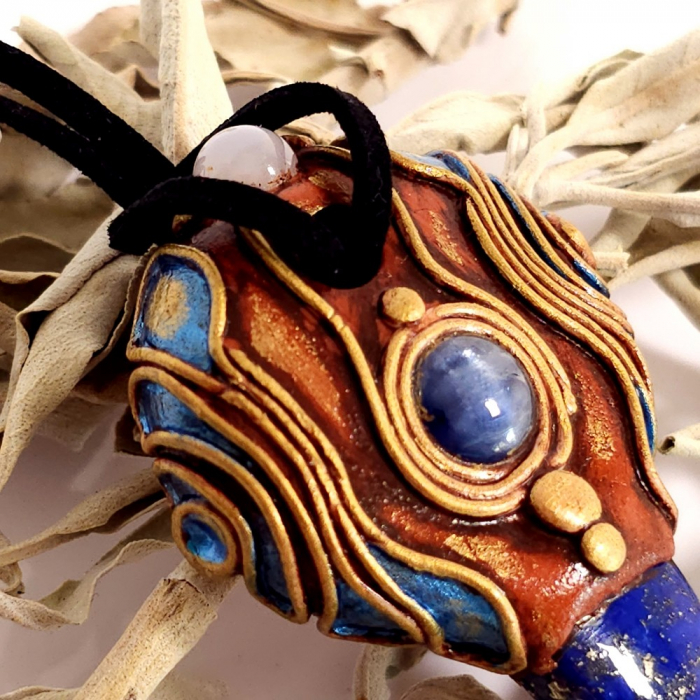 Pandantiv unicat lapis lazuli, kyanit si agat [4]