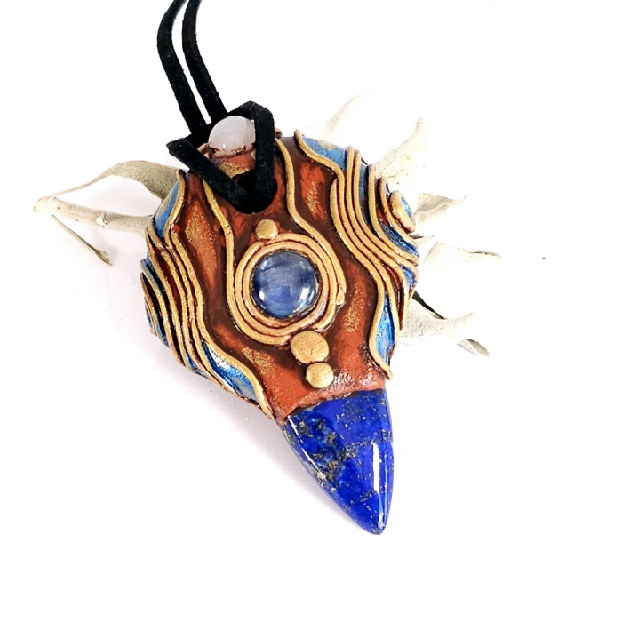 Pandantiv unicat lapis lazuli, kyanit si agat [6]
