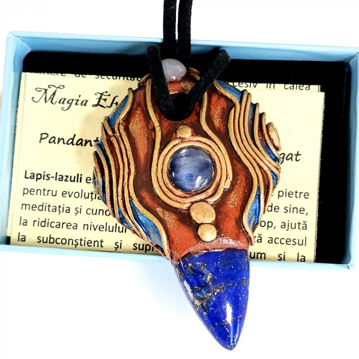 Pandantiv unicat lapis lazuli, kyanit si agat [7]