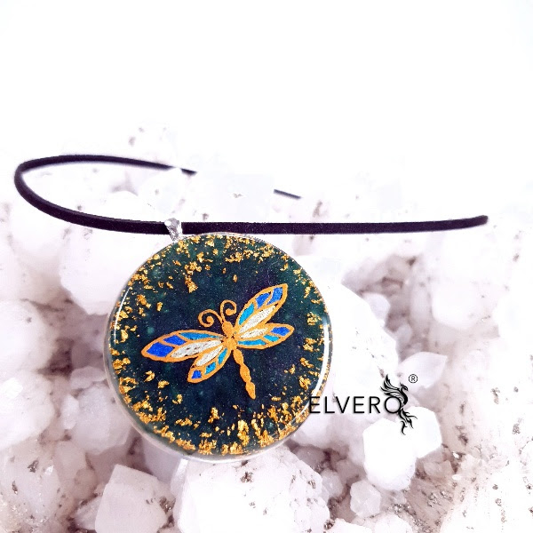 Libelula medalion handmade din pietre naturale [6]