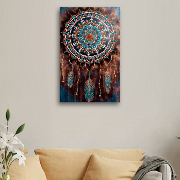 Pictura acrilic mandala dream catcher [8]