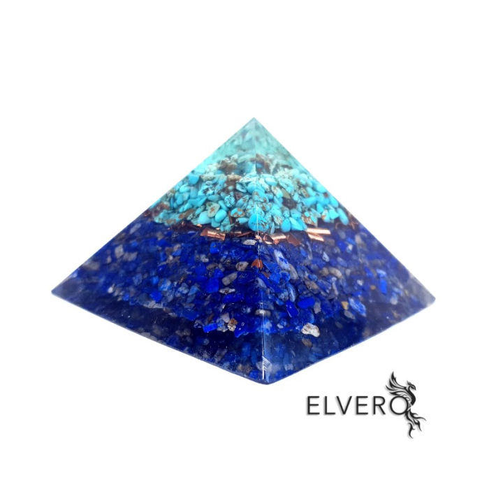 Piramida orgonica din lapis lazuli, howlit si cuart [2]