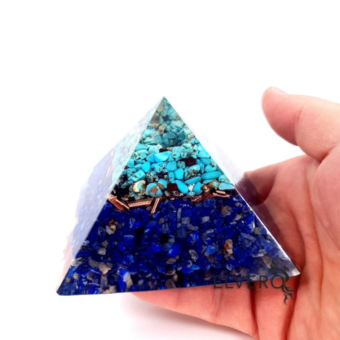 Piramida orgonica din lapis lazuli, howlit si cuart [3]