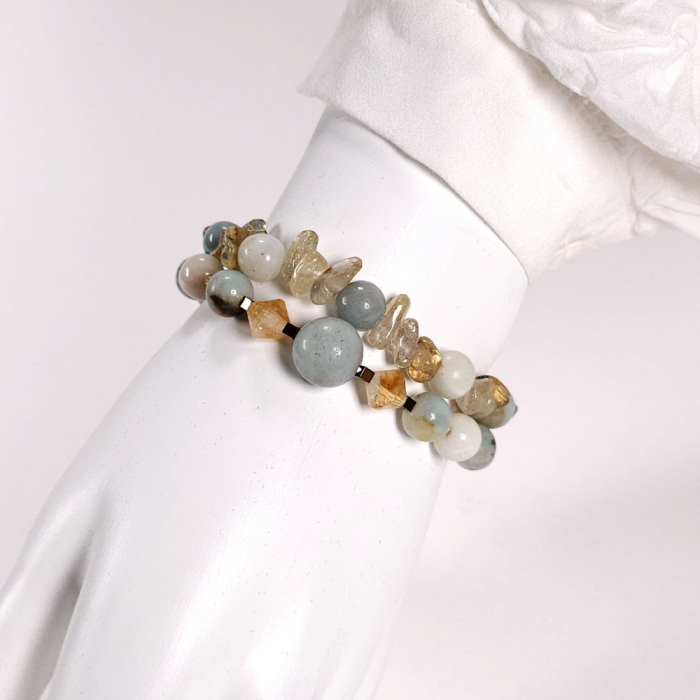 Set 2 bratari din pietre naturale bleu [7]