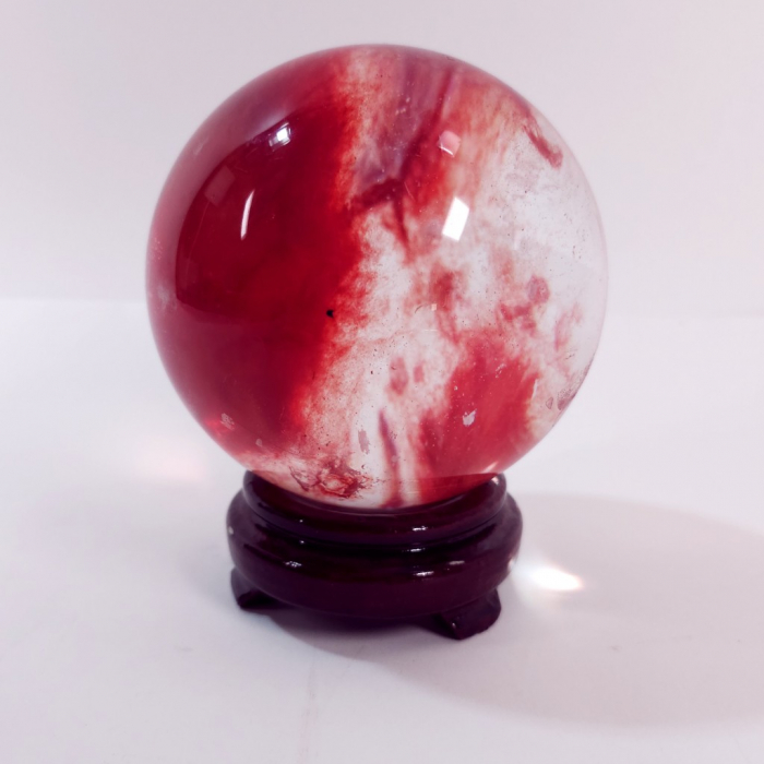 Sfera de cuart cherry 12 cm pe suport [6]