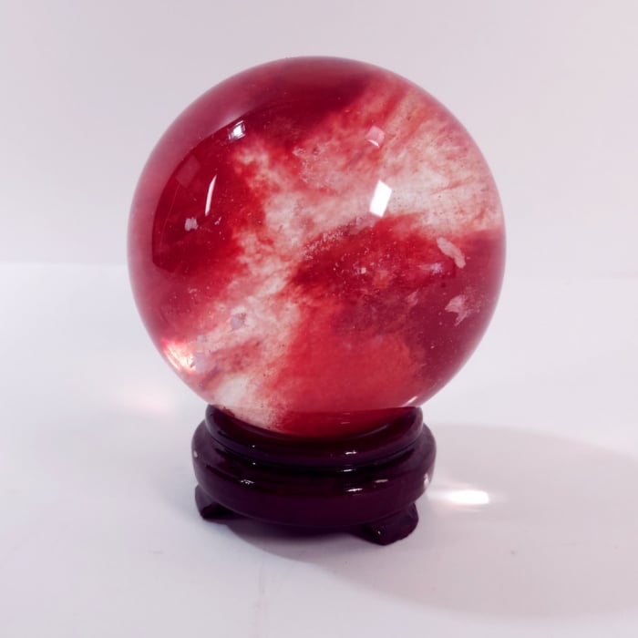 Sfera de cuart cherry 12 cm pe suport [7]