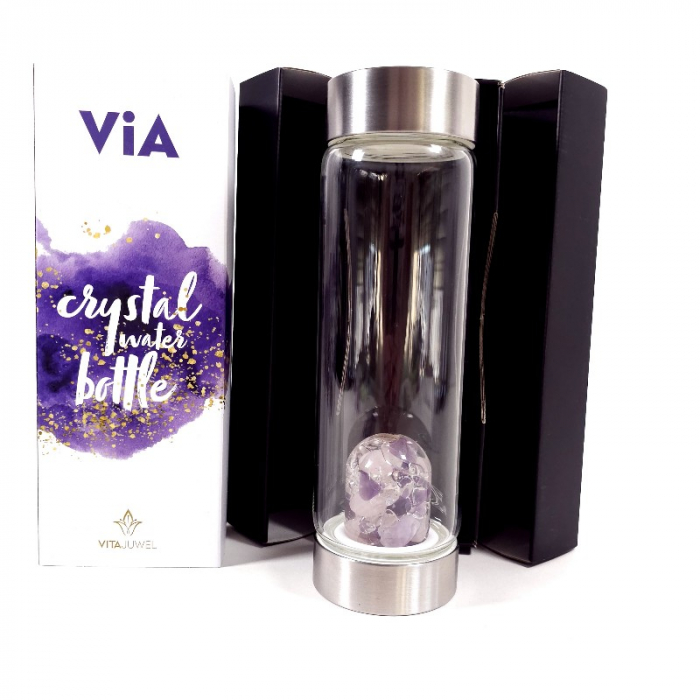 Sticla pentru energizarea apei cu pietre naturale de ametist, cuart roz, cuart [3]