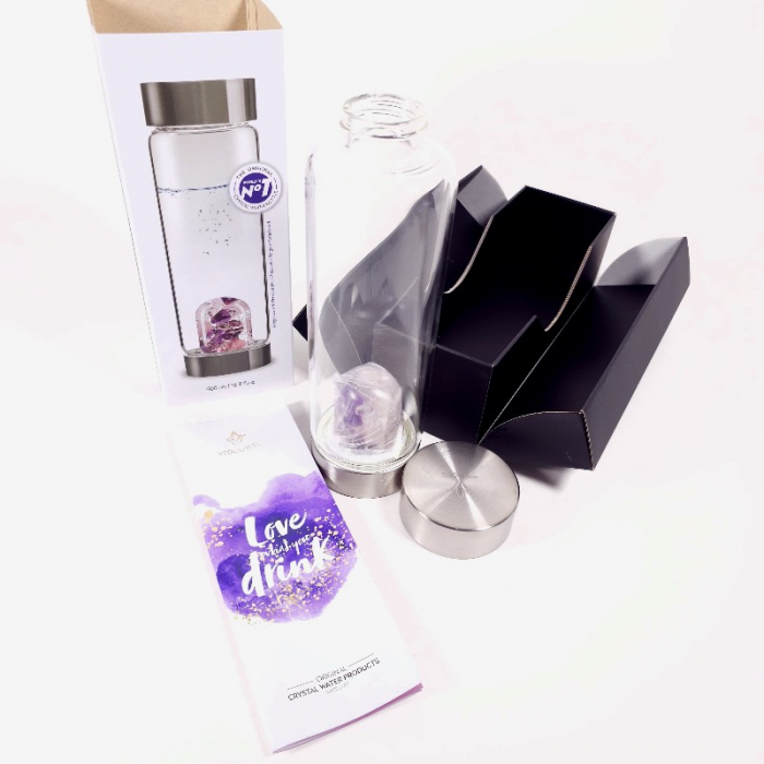 Sticla pentru energizarea apei cu pietre naturale de ametist, cuart roz, cuart [5]