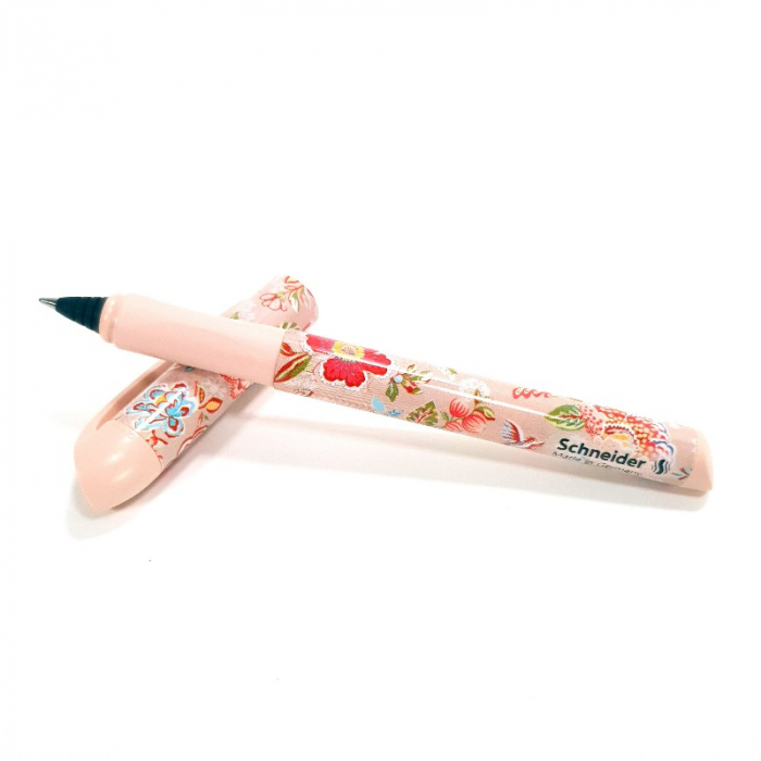 Stilou roller Schneider roz-beige cu modele florale [2]