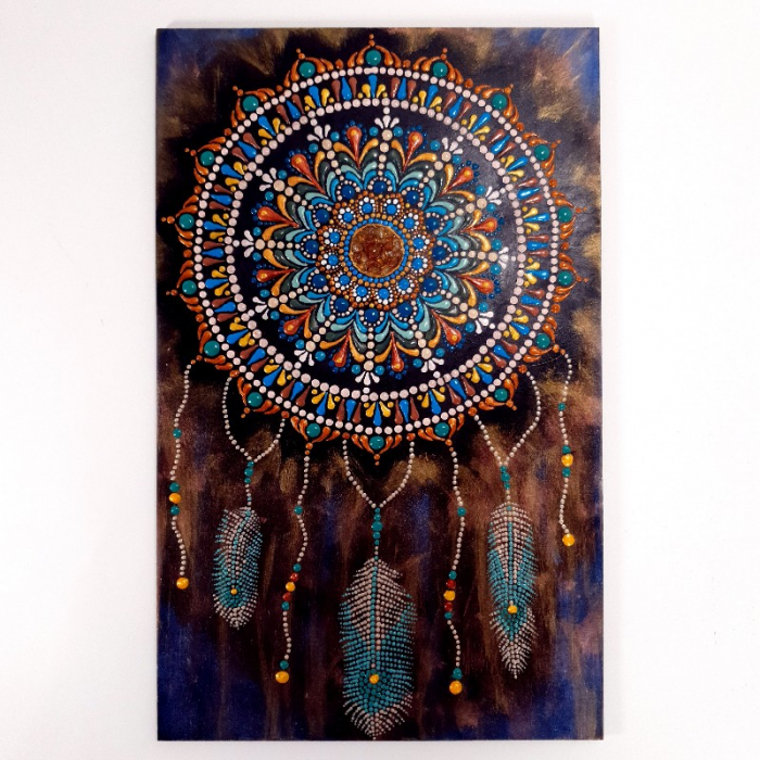 Pictura acrilic mandala dream catcher [6]