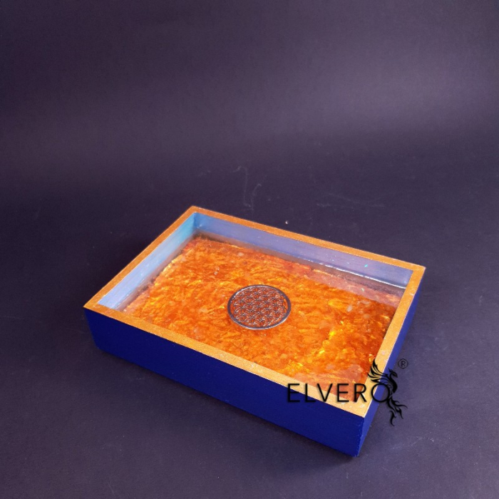 Tavă orgonică Floarea Vieții, 16x12x4 cm, cu pietre semiprețioase * [3]
