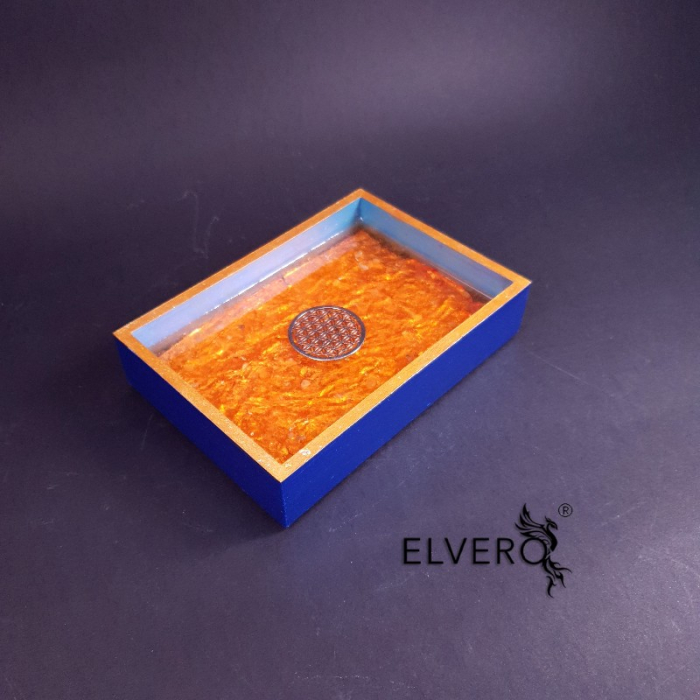 Tavă orgonică Floarea Vieții, 16x12x4 cm, cu pietre semiprețioase * [4]