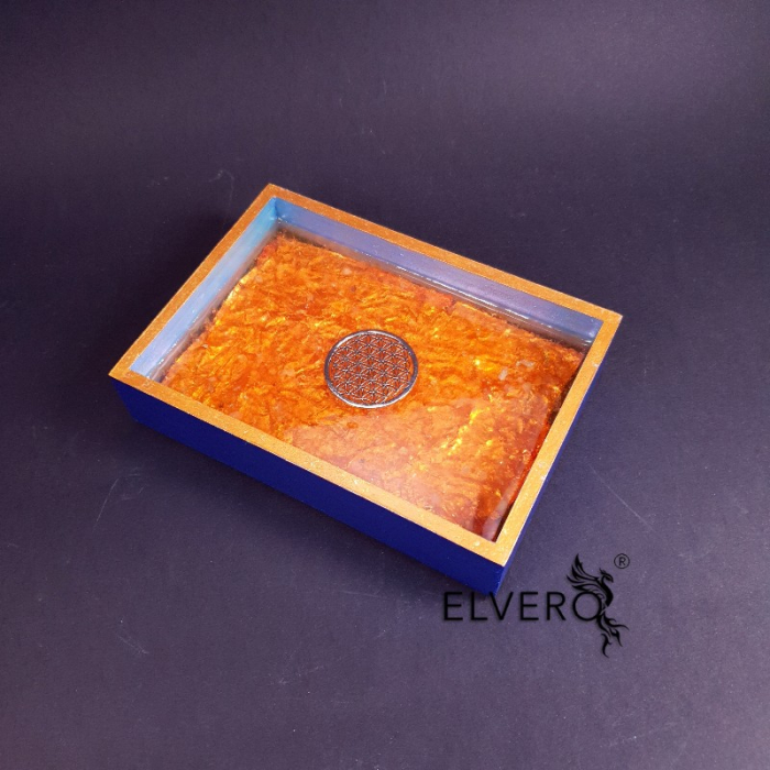 Tavă orgonică Floarea Vieții, 16x12x4 cm, cu pietre semiprețioase * [2]