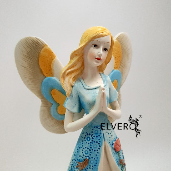 Zână cu păr blond și rochie albastră, statuetă, 32x14x8 cm [2]
