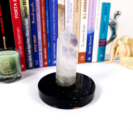 Bagheta din cuart natural pe suport orgonic din turmalina [3]