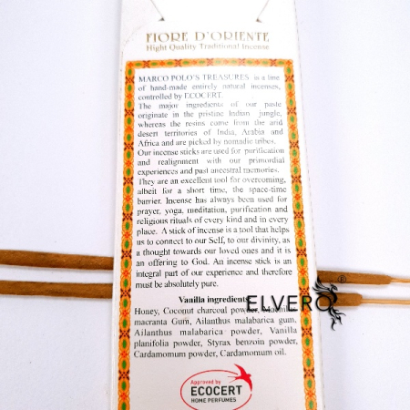 Betisoare parfumate Fiore d'Oriente Vanilla cu vanilie si cardamom, Marco Polo's Treasures [1]