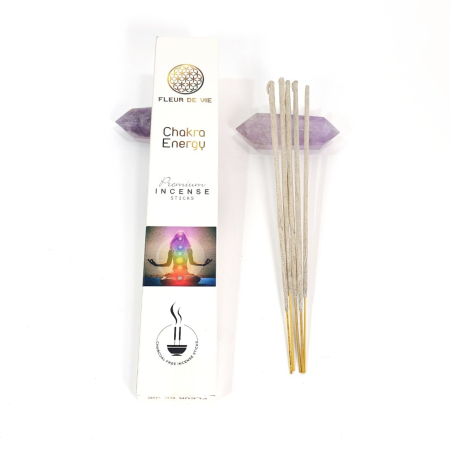 Bețișoare parfumate Fleur de Vie Chakra Energy, cutie albă, chakre, tijă bambus