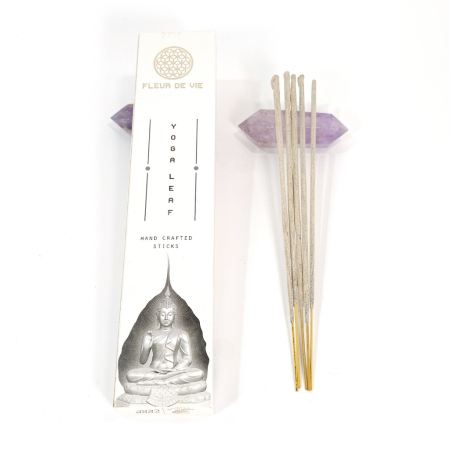 Betisoare parfumate - Bețișoare parfumate Fleur de Vie Yoga Leaf, cutie albă, 10 bețe, tijă bambus