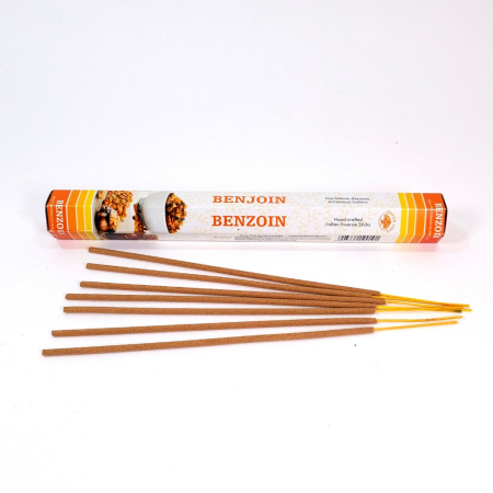 Bețișoare parfumate Green Tree Benzoin cutie hexagonală 20 buc aromă tămâie benzoin