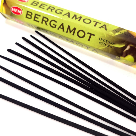 Bețișoare parfumate HEM Bergamot 20 buc cutie hexagonală aromă citrică fructată bergamotă India [1]