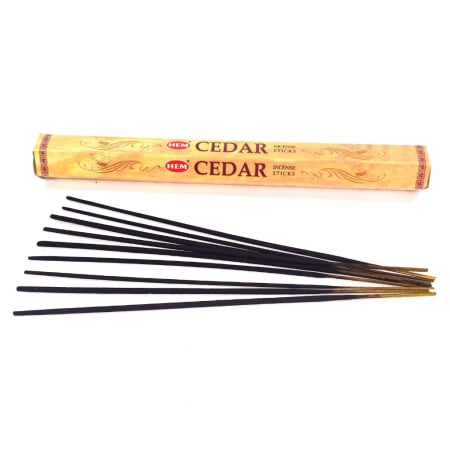 Produse aromaterapie - Bețișoare parfumate HEM Cedar 20 buc cutie hexagonală aromă lemnoasă cedru conifere India