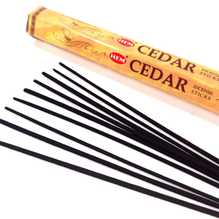 Bețișoare parfumate HEM Cedar 20 buc cutie hexagonală aromă lemnoasă cedru conifere India [1]