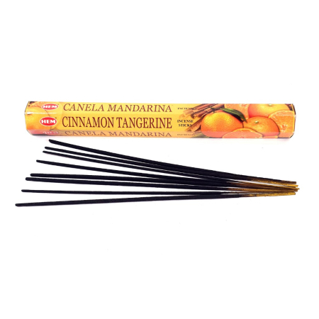 Betisoare parfumate - Bețișoare parfumate HEM Cinnamon Tangerine cutie hexagonală 20 buc aromă scorțișoară mandarină