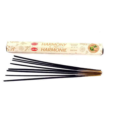Bețișoare parfumate HEM Harmony aromă santal cedru paciuli cutie hexagon 20 buc