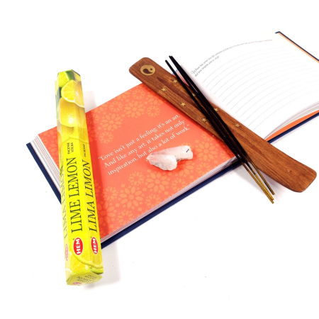 Bețișoare parfumate HEM Lime Lemon cutie hexagonală 20 bucăți aromă citrice proaspete India [2]