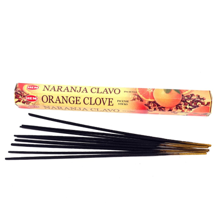 Bețișoare parfumate HEM Orange Clove cutie hexagonală 20 buc aromă portocală cuișoare