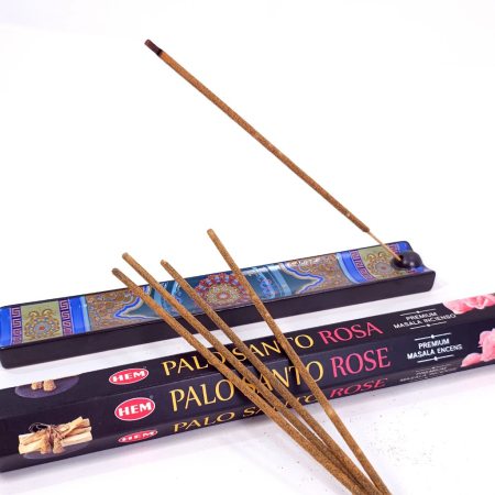 Bețișoare parfumate HEM Premium Palo Santo Rose cutie 15 buc aromă trandafir palo santo India [1]