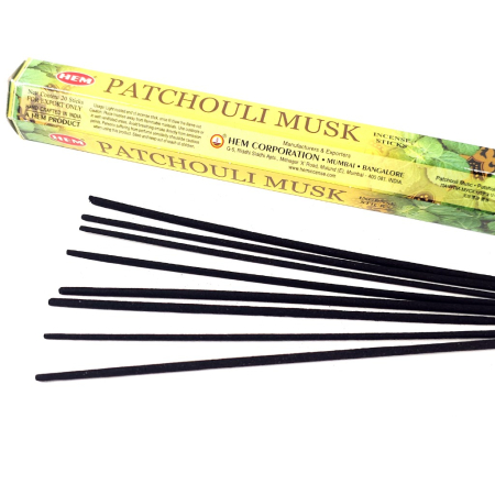 Bețișoare parfumate HEM Patchouli Musk cutie hexagonală 20 buc aromă paciuli mosc [1]