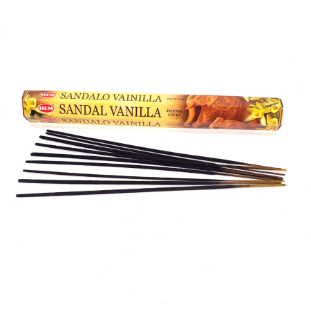 Bețișoare parfumate HEM Sandal Vanilla cutie hexagonală 20 buc aromă santal vanilie
