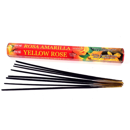 HEM Yellow Rose bețișoare parfumate 20 buc cutie hexagonală aromă trandafir galben