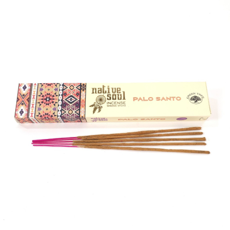 Bețișoare parfumate Native Soul Palo Santo, cutie tematică aztecă, tijă bambus