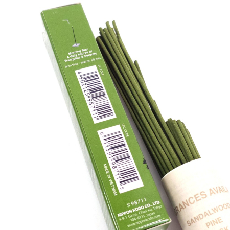 Bețișoare parfumate Nippon Kodo Green Tea Morning Star, 50 buc, aromă ceai verde, suport ceramic inclus [3]