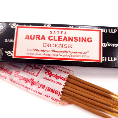 Bețișoare parfumate Satya Aura Cleansing 10 buc rulate manual India ~20 cm ardere 25 min parfumare spatiu meditatie [1]