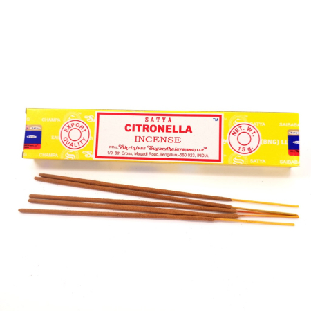 Bețișoare parfumate Satya Citronella 10 buc rulate manual India ~20 cm ardere 20-25 min aromă iarbă lămâioasă citronelă
